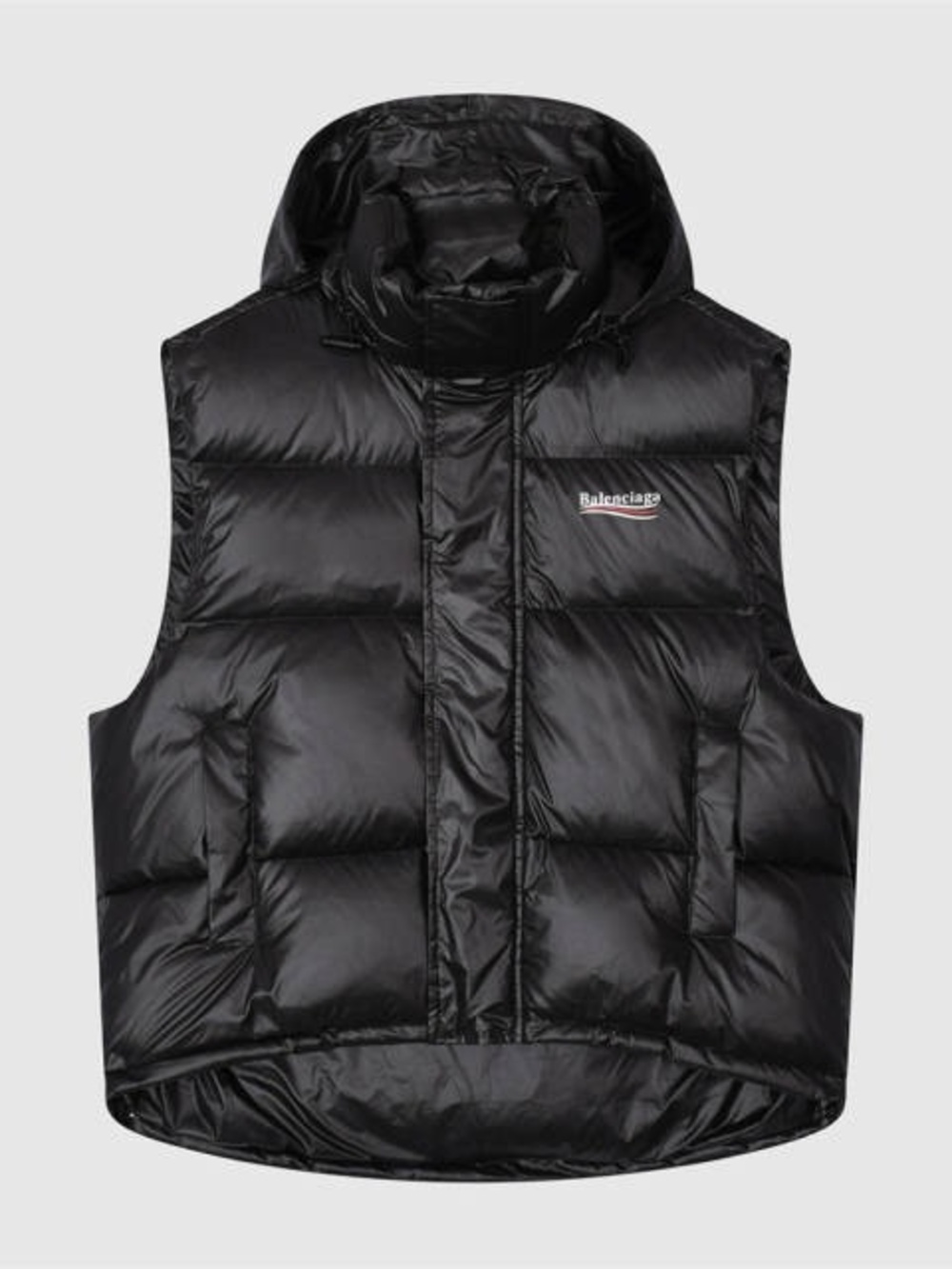 Balenciaga Black Quilted Puffer Vest with Hood